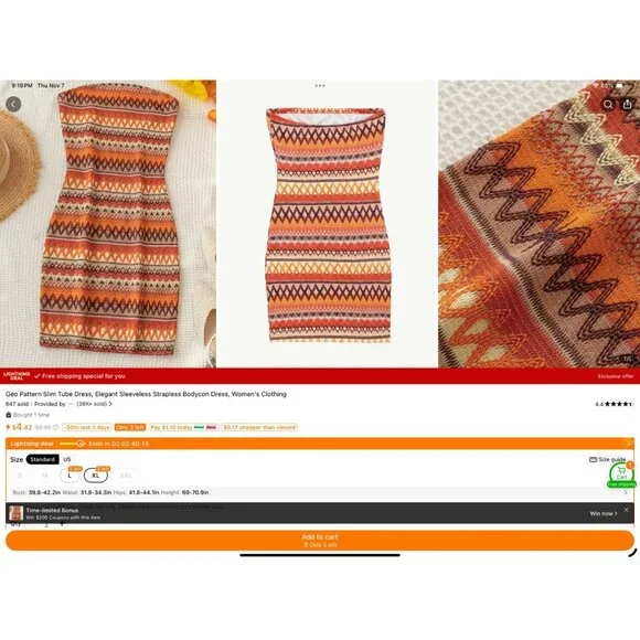 🍒 2/$20 Geo Pattern Slim Tube Dress Elegant Sleeveless Strapless Bodycon Dress - Picture 3 of 4